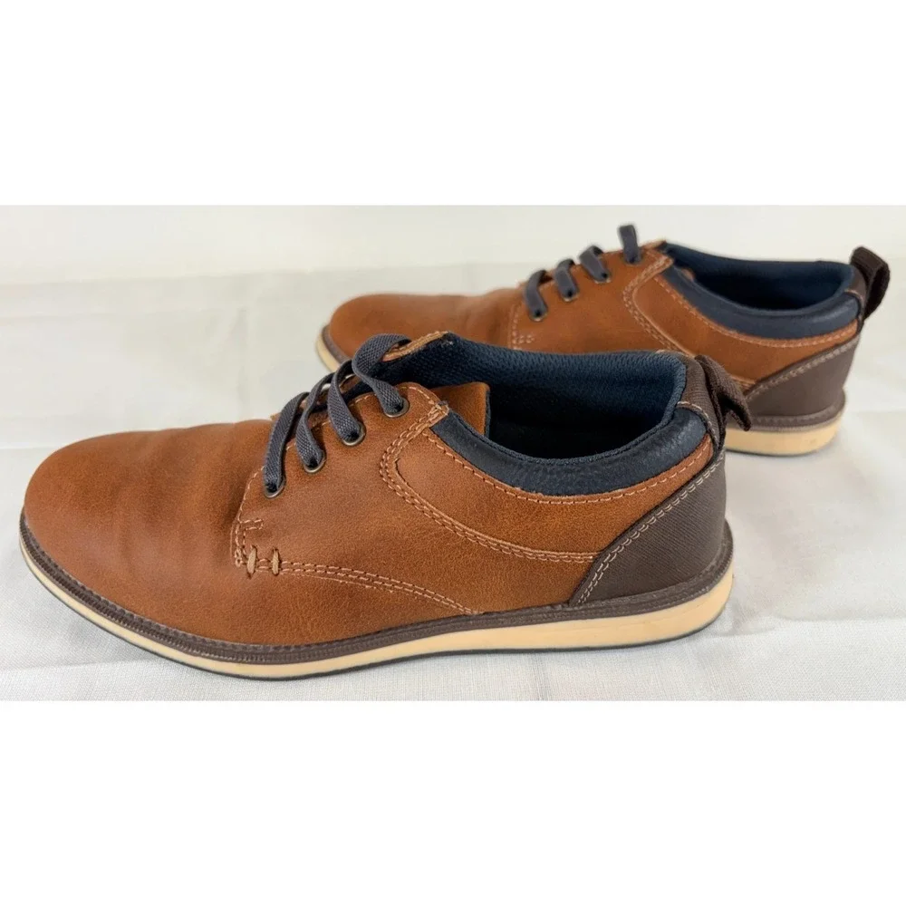 Holiday 2M Youth Boy's  Brown No-Tie Bungee Laces Memory Foam Dress Shoes Sonoma